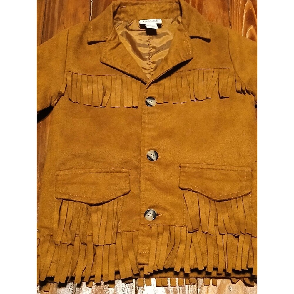 Little Maven by Tori Spelling Kids Faux Suede Fringe  Brown Jacket 5Y - Picture 2 of 10